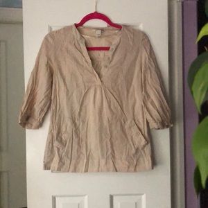 H&M elegant shirt buttons collar pockets off-white